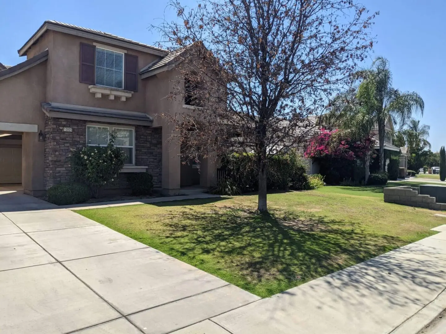 A house with a tree in the middle of it